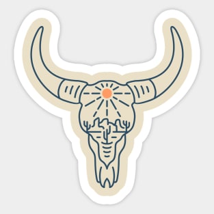 Cow Skull Desert Cactus Sticker